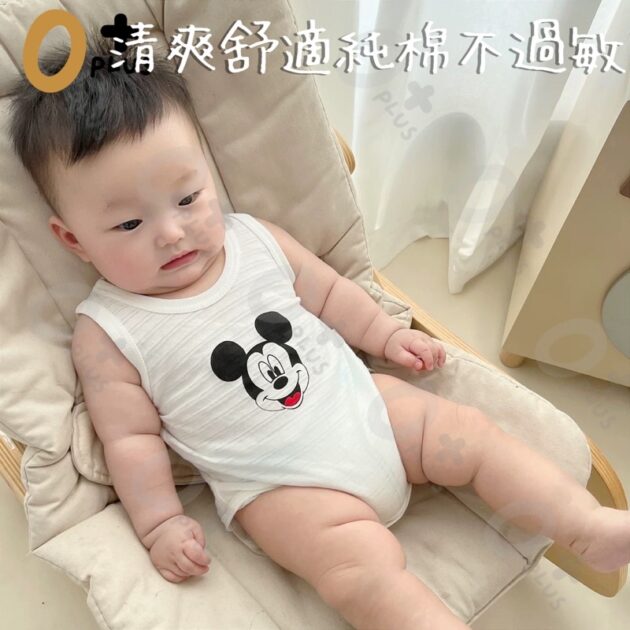 米奇無袖短袖包屁衣 竹節棉涼感包屁衣：圖片 7